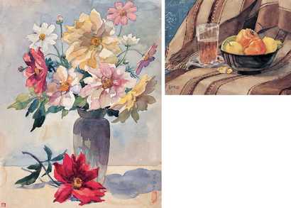 萧淑芳 1953年作、1954年作 静物 花卉